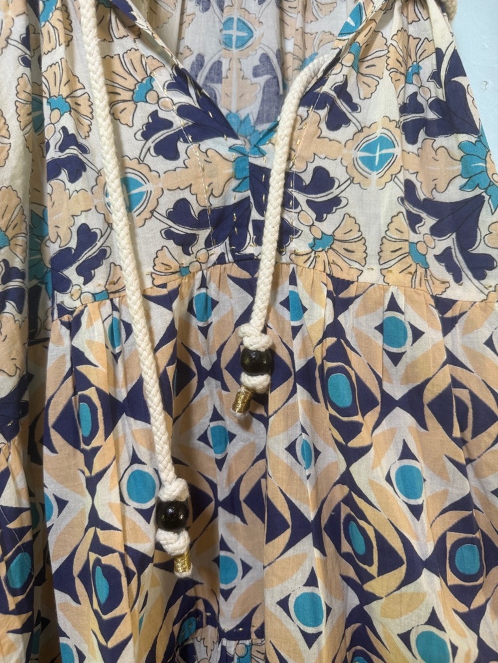 Anthropologie RO’S GARDEN Dress Sz L Sofia Sleeveless Coastal Grandmother Boho - Picture 4 of 15